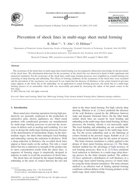 shock line in sheet metal|Study on multi.